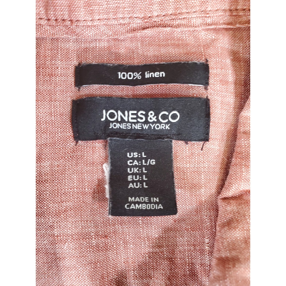Jones & Co Jones New York Pink 100% Linen Sleeveless Button Down Tunic Large - Picture 4 of 9